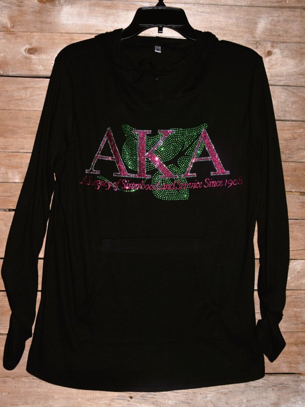 AKA rhinestone bling lightweight black hoodie size medium